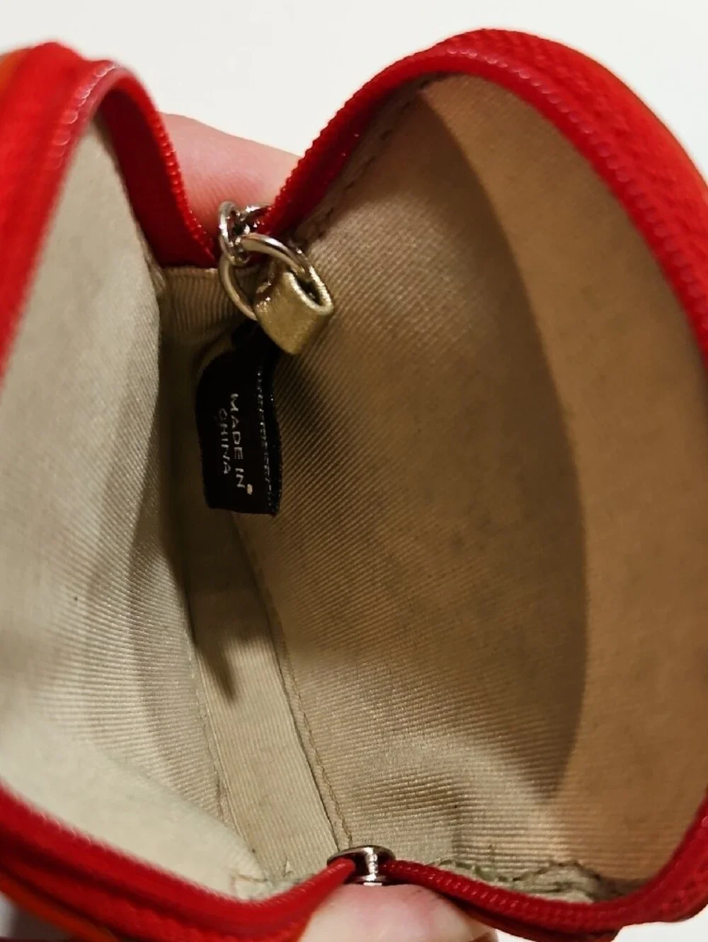 COACH RED PATENT LEATHER APPLE COIN PURSE, KEYCHAIN, WRISTLET.